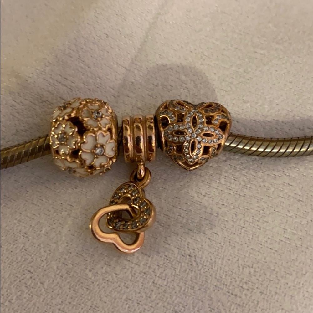 Rose gold Pandora charms